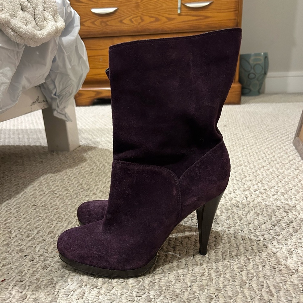 Cole Haan Purple Suede Heeled Ankle Booties